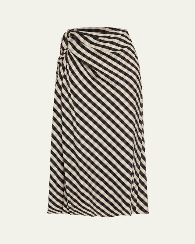 Jean Check Midi Skirt